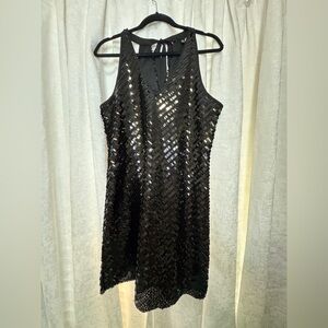 Versona Black Sequin Sleeveless V-Neck Dress Size Small